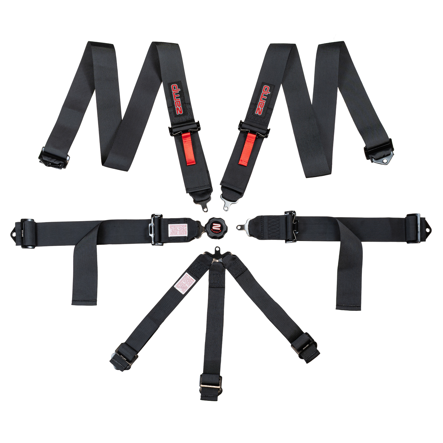 (image for) Zamp Race Seat Harness Black CAM Lock 3x3 Shoulder 7 Point SFI 1